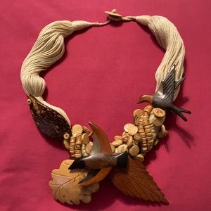 Wood bird necklace
